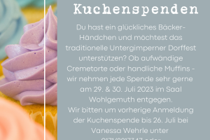 Aufruf für Kuchenspenden anlässlich des 37. Dorffests
